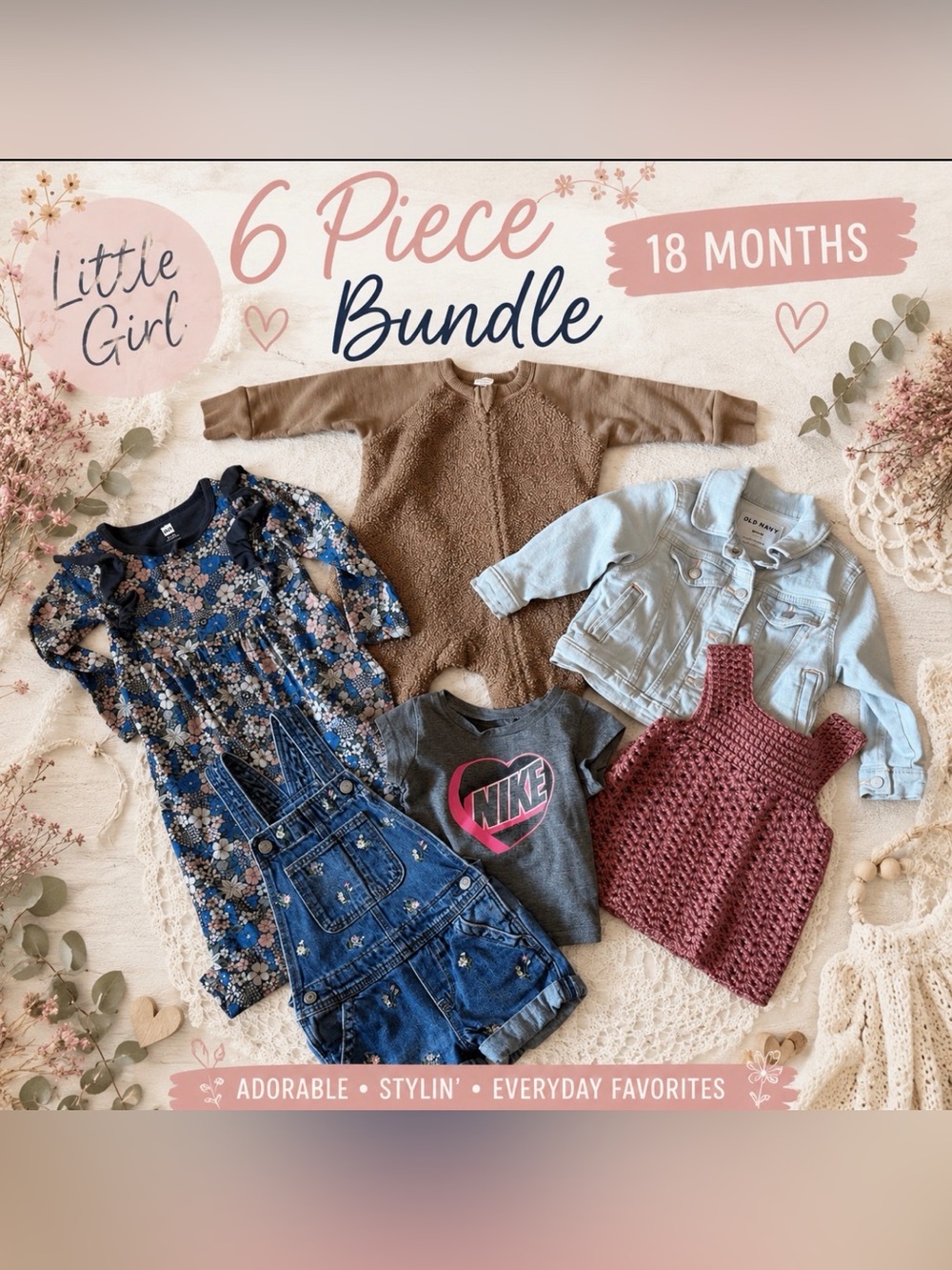 #9-6 Pc Baby Girls Bundle‼️ 🩷 18–24 Month Clothing Bundle –Gap Nike Goumi & More